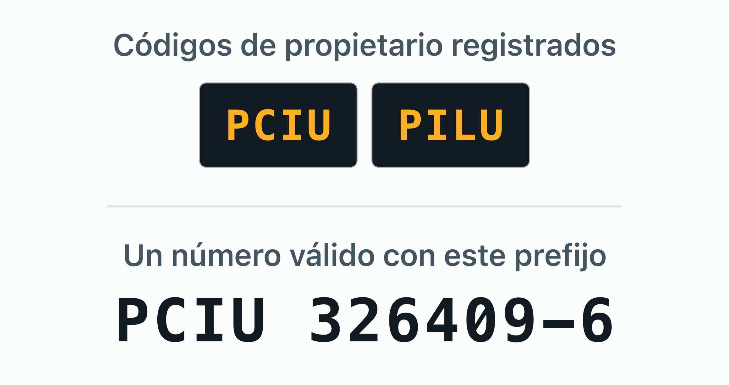 Los 2 códigos de propietario BIC registrados a nombre de PIL (Pacific International Lines) — PCIU, PILU.