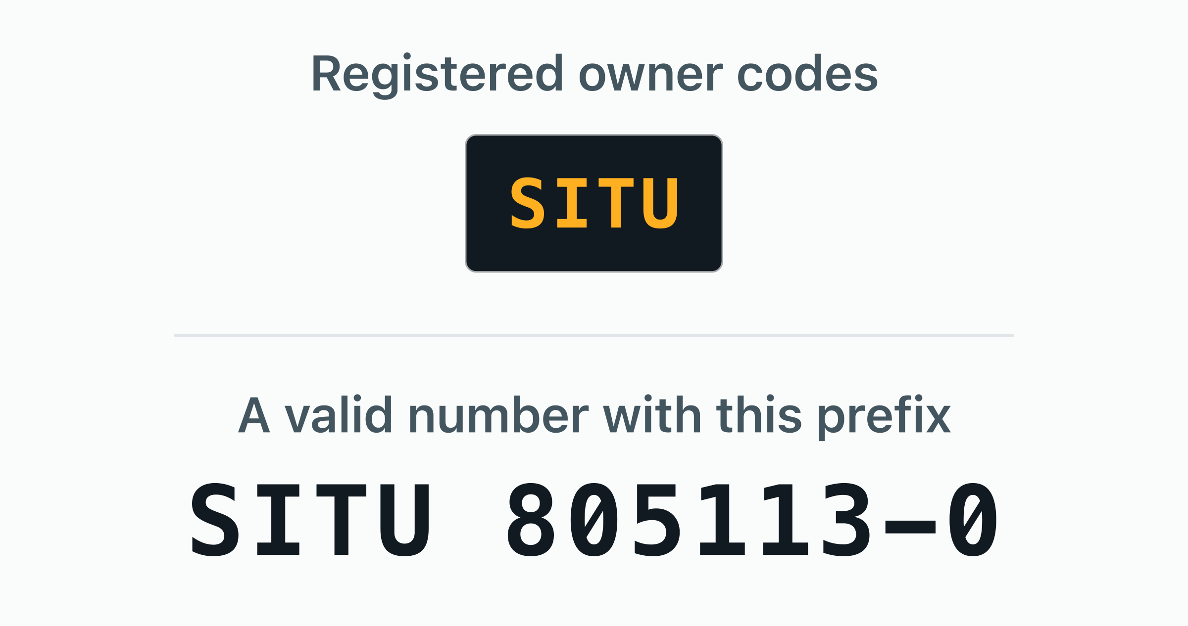 The 1 BIC owner code registered to SITC Container Lines — SITU — shown as door plates.