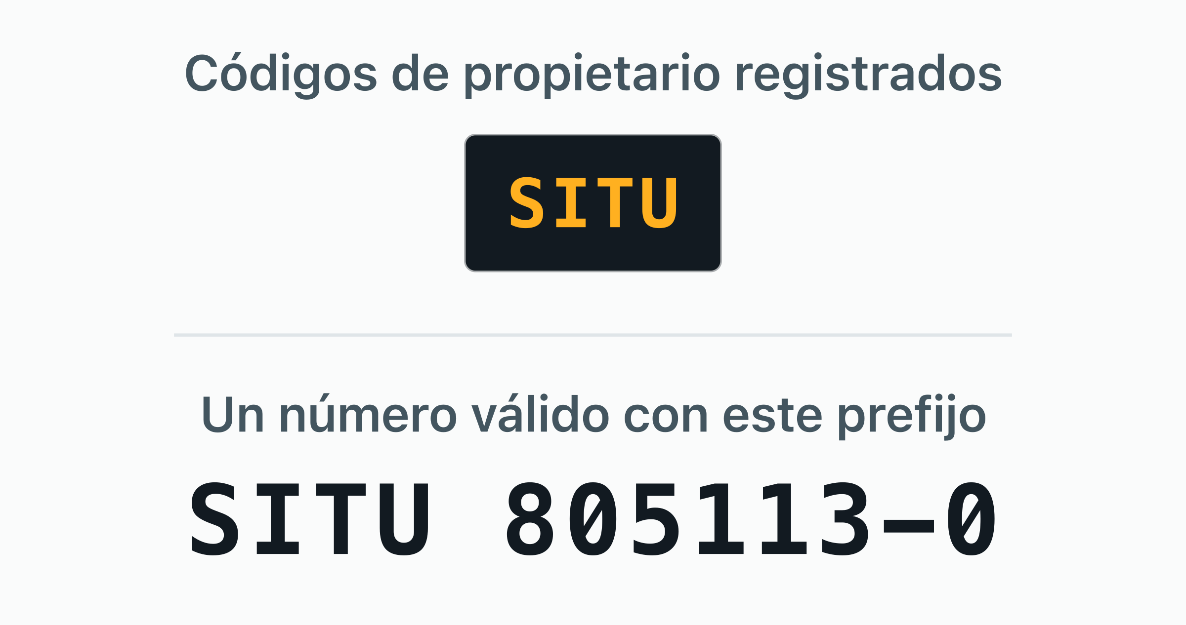 El código de propietario BIC registrado a nombre de SITC Container Lines — SITU — como placas de puerta.